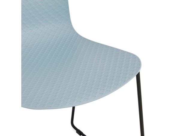 Chaise moderne EXPO bleue avec pieds en métal noir