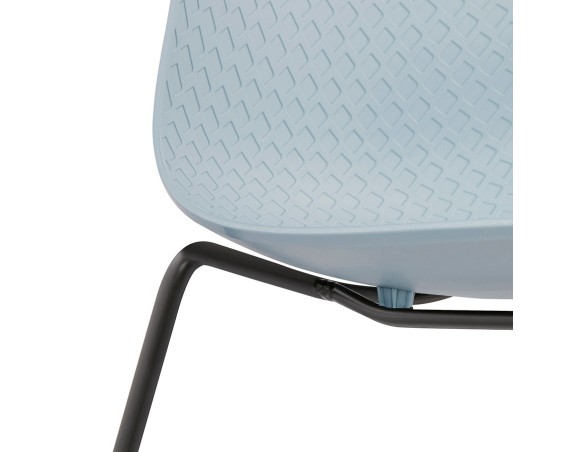 Chaise moderne EXPO bleue avec pieds en métal noir