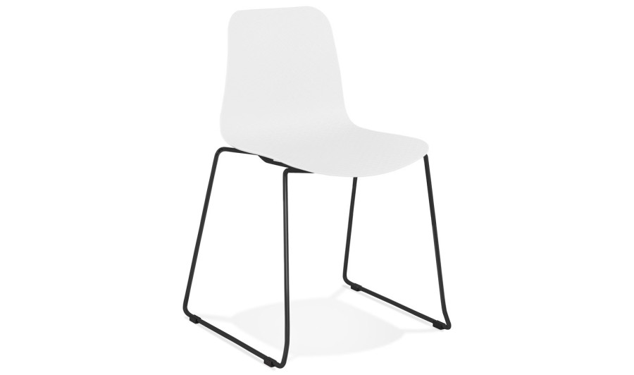 CH02390WHBL 5420072064482 Chaise moderne EXPO blanche avec pieds en métal noir