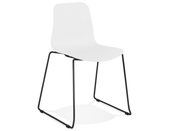 CH02390WHBL 5420072064482 Chaise moderne EXPO blanche avec pieds en métal noir
