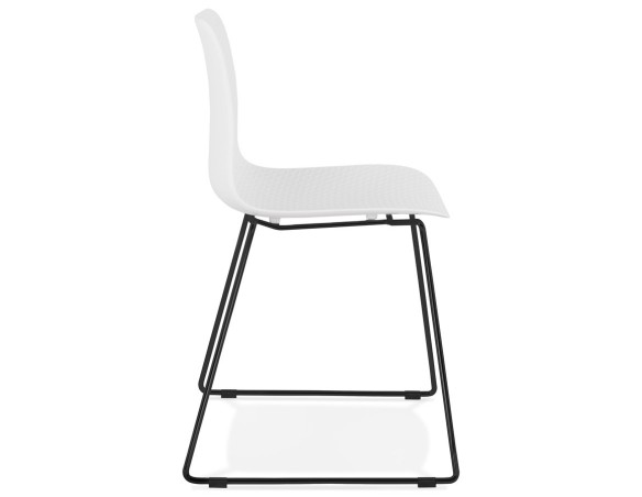 Chaise moderne EXPO blanche avec pieds en métal noir