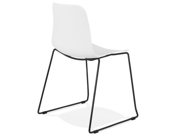 Chaise moderne EXPO blanche avec pieds en métal noir