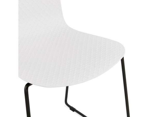 Chaise moderne EXPO blanche avec pieds en métal noir