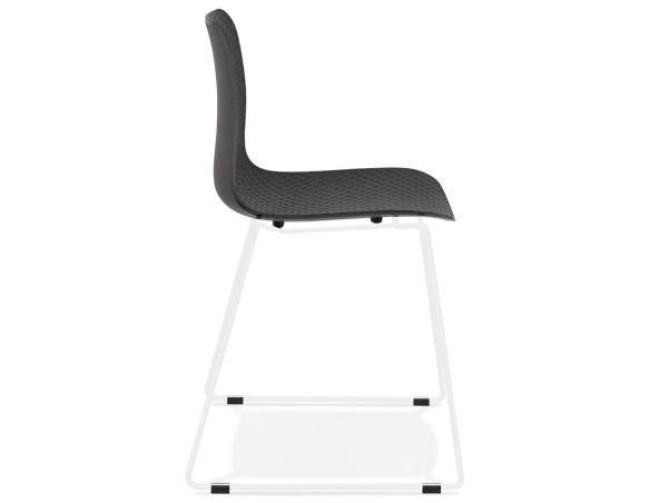 Chaise moderne EXPO noire avec pieds en métal blanc