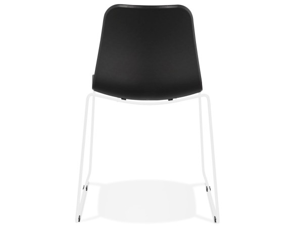 Chaise moderne EXPO noire avec pieds en métal blanc