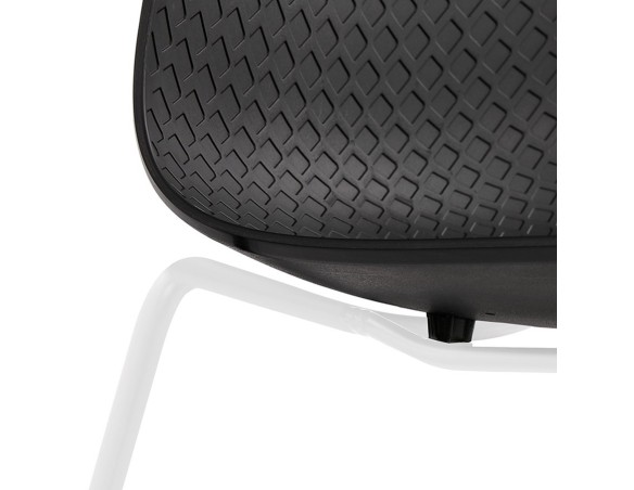 Chaise moderne EXPO noire avec pieds en métal blanc