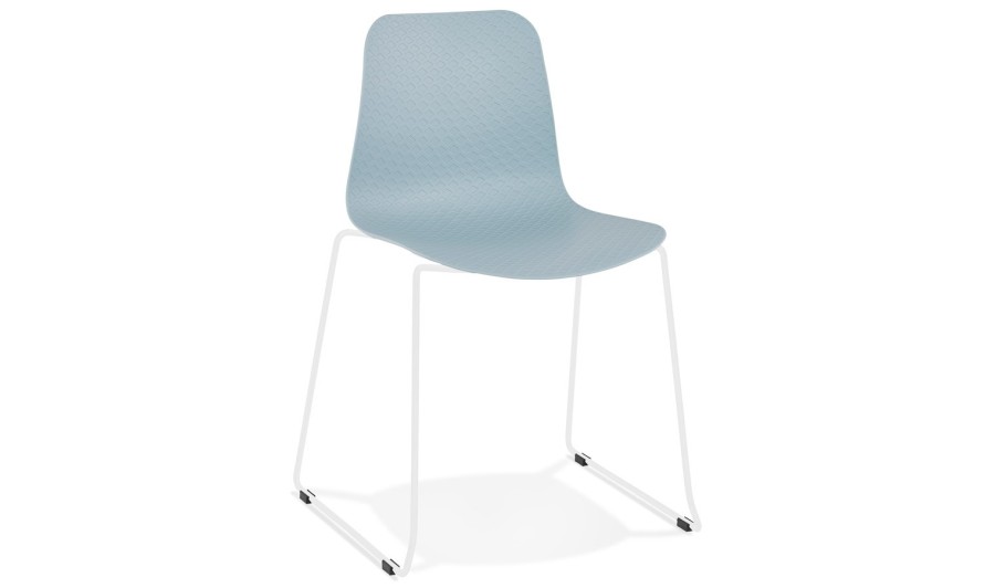 CH02440BUWH 5420072065182 Chaise moderne EXPO bleue avec pieds en métal blanc