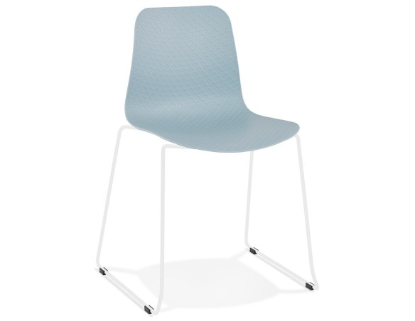 CH02440BUWH 5420072065182 Chaise moderne EXPO bleue avec pieds en métal blanc