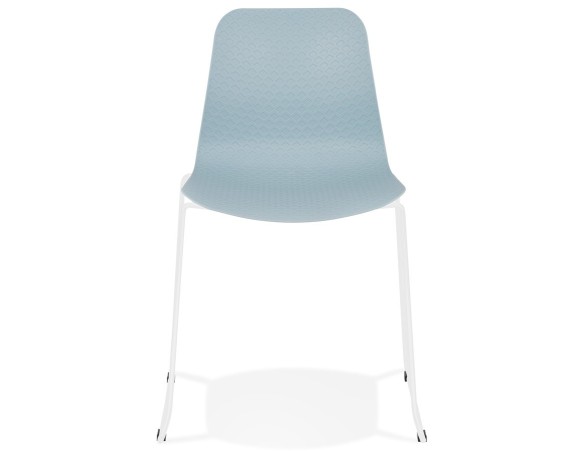 Chaise moderne EXPO bleue avec pieds en métal blanc