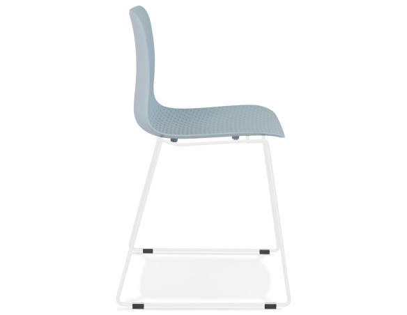 Chaise moderne EXPO bleue avec pieds en métal blanc