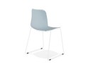 Chaise moderne EXPO bleue avec pieds en métal blanc