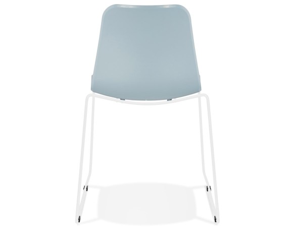 Chaise moderne EXPO bleue avec pieds en métal blanc