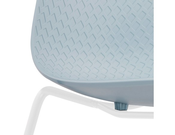 Chaise moderne EXPO bleue avec pieds en métal blanc