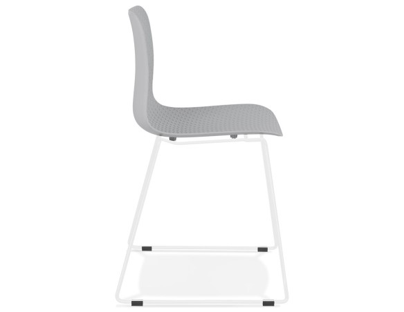 Chaise moderne EXPO grise avec pieds en métal blanc
