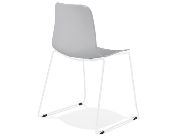 Chaise moderne EXPO grise avec pieds en métal blanc
