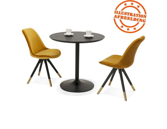 Table ronde design HUSH en bois et métal noir - à 80 cm