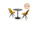Table ronde design HUSH en bois et métal noir - à 80 cm