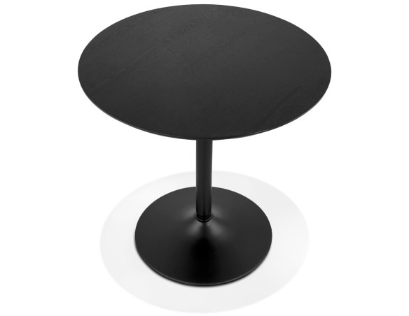 Table ronde design HUSH en bois et métal noir - à 80 cm