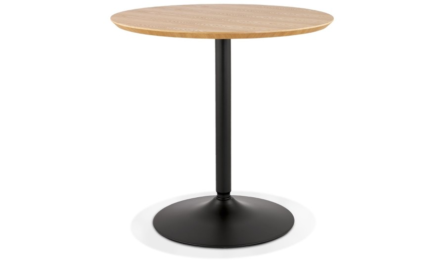 DT02840NABL 5404028320099 Table ronde design HUSH en bois finition naturelle et métal noir - à̃ 80 cm