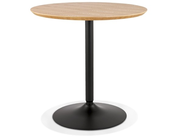 DT02840NABL 5404028320099 Table ronde design HUSH en bois finition naturelle et métal noir - à̃ 80 cm