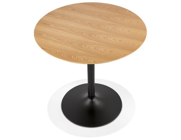 Table ronde design HUSH en bois finition naturelle et métal noir - à 80 cm