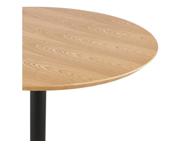 Table ronde design HUSH en bois finition naturelle et métal noir - à 80 cm
