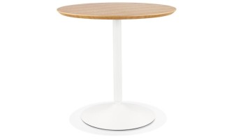 DT02860NAWH 5404028320136 Table ronde design HUSH en bois finition naturelle et métal blanc - à̃ 80 cm
