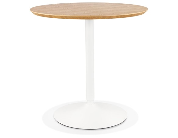 DT02860NAWH 5404028320136 Table ronde design HUSH en bois finition naturelle et métal blanc - à̃ 80 cm