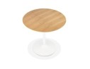 Table ronde design HUSH en bois finition naturelle et métal blanc - à 80 cm