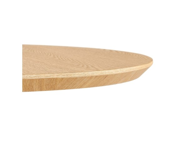 Table ronde design HUSH en bois finition naturelle et métal blanc - à 80 cm