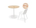 Table ronde design HUSH en bois finition naturelle et métal blanc - à 80 cm