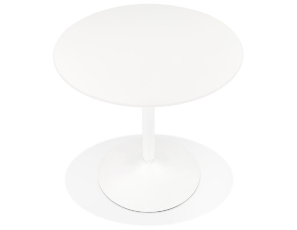 Table ronde design CHIVA en bois et métal blanc - à 80 cm