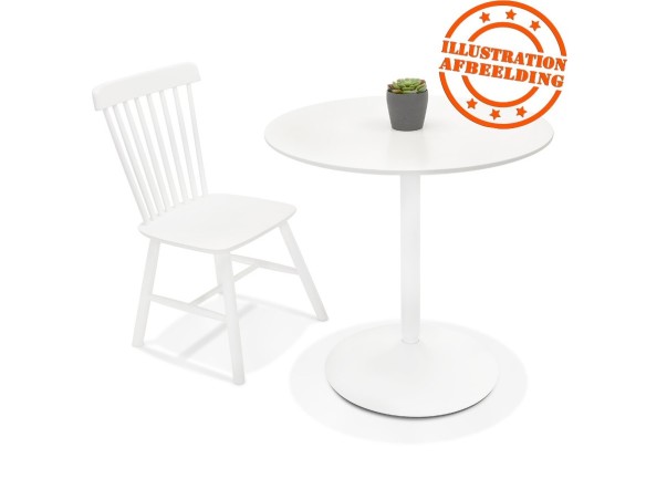 Table ronde design CHIVA en bois et métal blanc - à 80 cm
