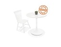 Table ronde design CHIVA en bois et métal blanc - à 80 cm