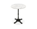 Petite table bistrot ronde MARAY style rustique en pierre blanche effet marbre et métal noir - 60 cm