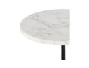 Petite table bistrot ronde MARAY style rustique en pierre blanche effet marbre et métal noir - 60 cm