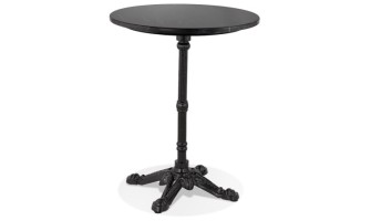 DT02470BLBL 5404028307007 Petite table bistrot ronde MARAY style rustique en pierre effet marbre et métal noir - à̃ 60 cm