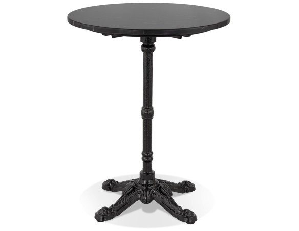 Petite table bistrot ronde MARAY style rustique en pierre effet marbre et métal noir - 60 cm