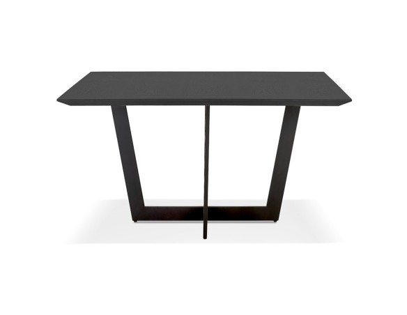 Table de salle à manger carrée ANITA en bois et métal noir - 140x140 cm