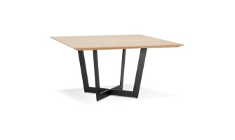 DT02670NABL 5404028313800 Table de salle à manger carrée ANITA en bois finition naturelle et métal noir - 140x140 cm