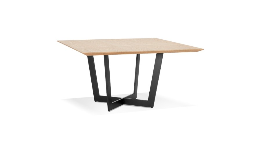 DT02670NABL 5404028313800 Table de salle à manger carrée ANITA en bois finition naturelle et métal noir - 140x140 cm
