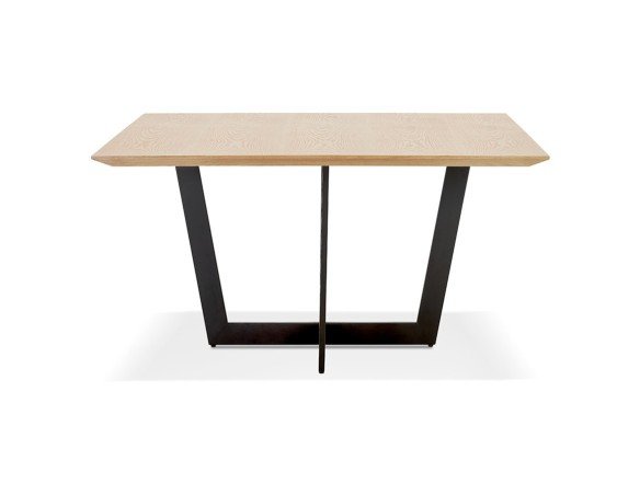 Table de salle à manger carrée ANITA en bois finition naturelle et métal noir - 140x140 cm