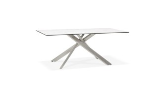 DT01290WHBS 5420072079745 Table à diner MARKINA en céramique blanche avec pied central en métal - 180x90 cm