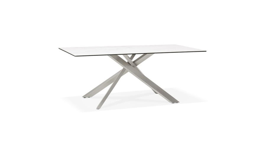 DT01290WHBS 5420072079745 Table à diner MARKINA en céramique blanche avec pied central en métal - 180x90 cm