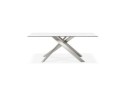 Table à diner MARKINA en céramique blanche avec pied central en métal - 180x90 cm