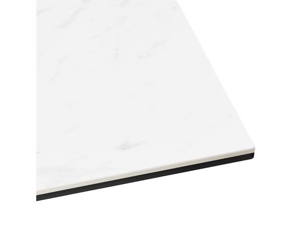 Table à diner MARKINA en céramique blanche avec pied central en métal - 180x90 cm