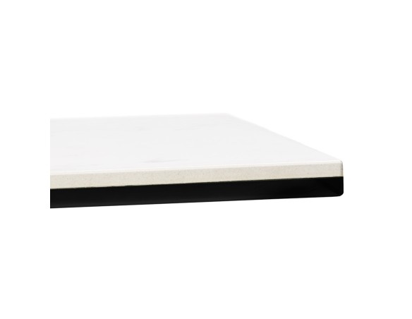 Table à diner MARKINA en céramique blanche avec pied central en métal - 180x90 cm