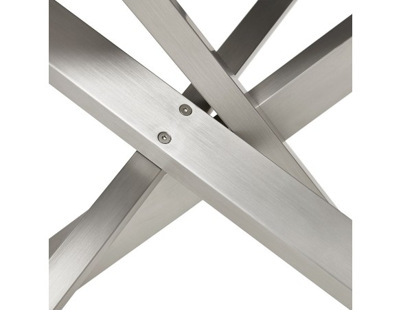 Table à diner MARKINA en céramique blanche avec pied central en métal - 180x90 cm