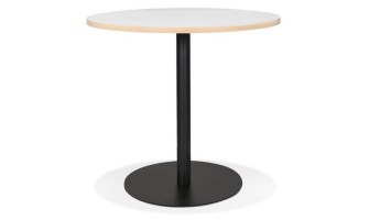 DT02340WHBL 5404028306741 Table bistrot ronde YOGI blanche avec un pied en métal noir - à̃ 80 cm