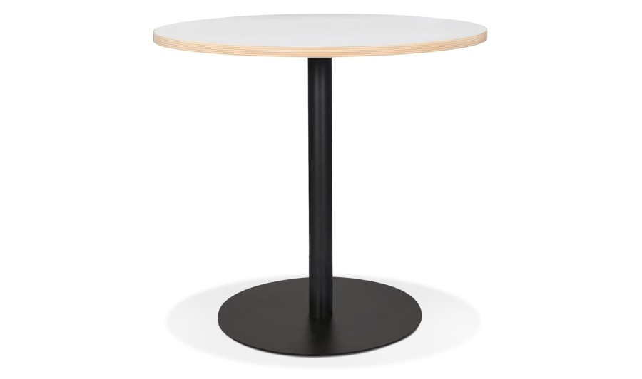 DT02340WHBL 5404028306741 Table bistrot ronde YOGI blanche avec un pied en métal noir - à̃ 80 cm DT02340WHBL 5404028306741 Table bistrot ronde YOGI blanche avec un pied en métal noir - à̃ 80 cm